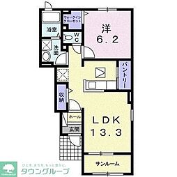 サングレイスＡ 1階1LDKの間取り