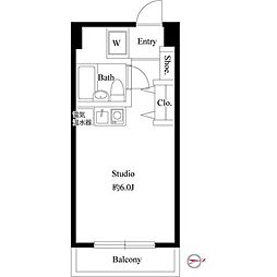 クレセントコート柏 ワンルームの間取図画像