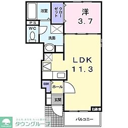 スカイハイツ1号館 1LDKの間取図画像