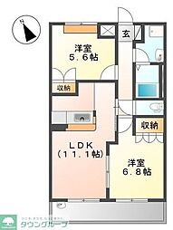 プラシード 2LDKの間取図画像