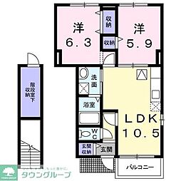 クレディ・コマA 2LDKの間取図画像