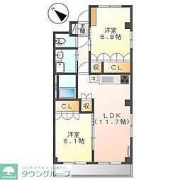 プレザンスおおたかの森 2LDKの間取図画像