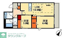 Victoire南流山 2LDKの間取図画像