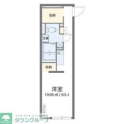 レオパレス先作イースト ワンルームの間取図画像