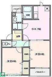 ファンタジー.A 2DKの間取図画像