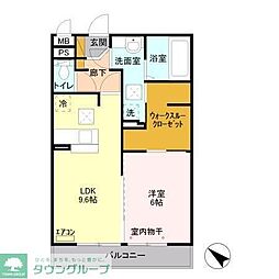 メルベーユおおたかの森1号棟 1LDKの間取図画像