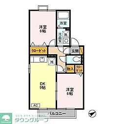 アミューズB 2DKの間取図画像
