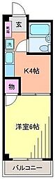 b′CASA柏re-born 1Kの間取図画像