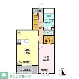 ピアチェーレ1 1LDKの間取図画像