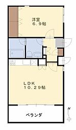 オアシスB 1LDKの間取図画像