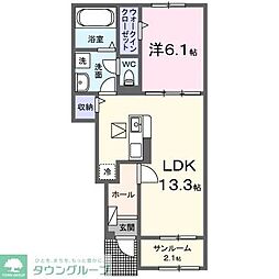 アルカディアC 1LDKの間取図画像