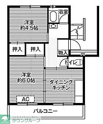 ビレッジハウス台宿3 2DKの間取図画像