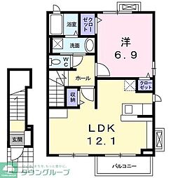 ピースパレス 1LDKの間取図画像