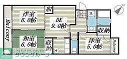 第16パールメゾン小倉 3DKの間取図画像