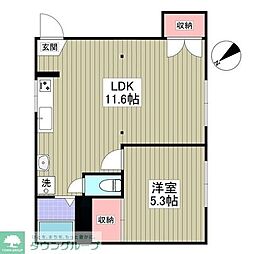 南柏パインヒル1号館 1LDKの間取図画像