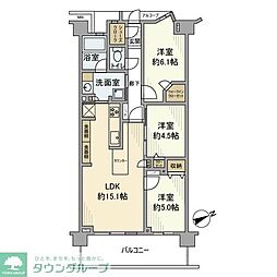 東急田園都市線 宮前平駅 徒歩8分の賃貸マンション 3階3LDKの間取り