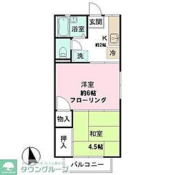JR南武線 中野島駅 徒歩7分の賃貸アパート 2階2Kの間取り