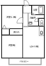 小田急小田原線 鶴川駅 徒歩10分の賃貸アパート 1階2LDKの間取り