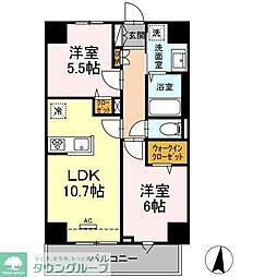 JR南武線 津田山駅 徒歩14分の賃貸マンション 4階2LDKの間取り