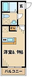 JR南武線 宿河原駅 徒歩6分の賃貸アパート 1階1Kの間取り