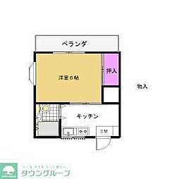 東急田園都市線 宮崎台駅 徒歩5分の賃貸マンション 3階ワンルームの間取り