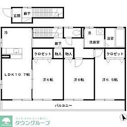 小田急小田原線 柿生駅 徒歩13分の賃貸アパート 2階3LDKの間取り