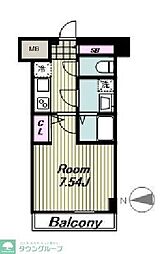 JR南武線 武蔵中原駅 徒歩6分の賃貸マンション 4階1Kの間取り