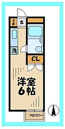 JR南武線 稲田堤駅 徒歩2分の賃貸アパート 1階ワンルームの間取り