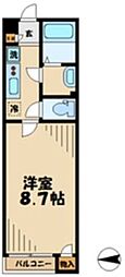 京王相模原線 京王よみうりランド駅 徒歩7分の賃貸アパート 1階1Kの間取り