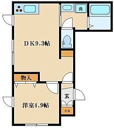 東急田園都市線 宮崎台駅 徒歩16分の賃貸マンション 1階1DKの間取り