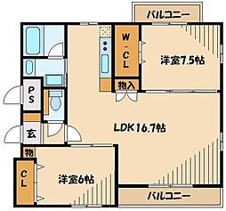 小田急小田原線 鶴川駅 バス5分 東平下車 徒歩4分の賃貸マンション 2階1SLDKの間取り