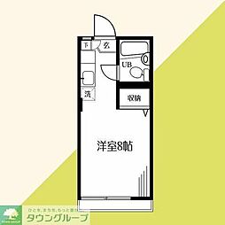 小田急小田原線 百合ヶ丘駅 徒歩4分の賃貸アパート 2階ワンルームの間取り