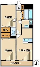 プレミール 2LDKの間取図画像