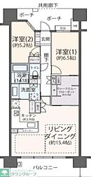 ガーデンアリーナ新百合ヶ丘ヒルトップコート壱番館 2LDKの間取図画像
