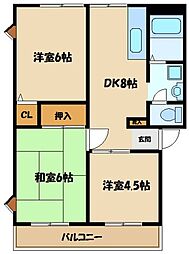 サニーヒル三田 3DKの間取図画像