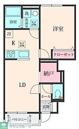 稲城市坂浜アパート 1LDKの間取図画像