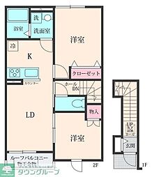 稲城市坂浜アパート 2LDKの間取図画像