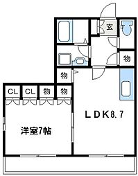 クレールメゾン 1LDKの間取図画像
