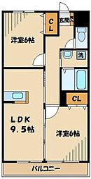 オリーブコート 2LDKの間取図画像