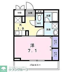 JR埼京線 戸田公園駅 徒歩15分の賃貸アパート 2階1Kの間取り