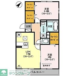 埼玉高速鉄道 南鳩ヶ谷駅 徒歩14分の賃貸アパート 1階2LDKの間取り