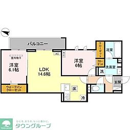 マルシェル館浦和美園 3階2LDKの間取り