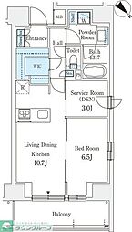 リテラス西日暮里 8階1LDKの間取り
