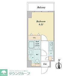 ドゥーエ蕨 8階1Kの間取り