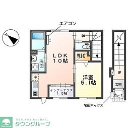 藤 2階1LDKの間取り