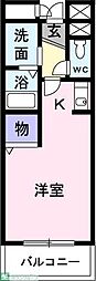 グリーンコート 2階1Kの間取り