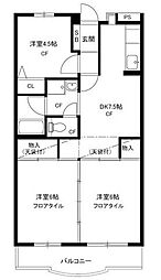 ひかりハイツ 4階3DKの間取り