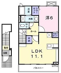 エミナンス南町 2階1LDKの間取り