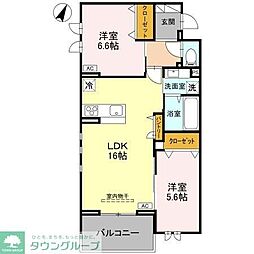 センカIII 3階2LDKの間取り