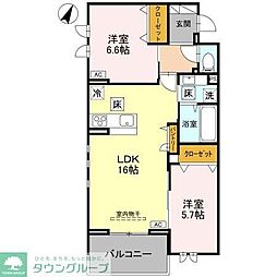 さいたま市緑区大字大門アパート 2LDKの間取図画像